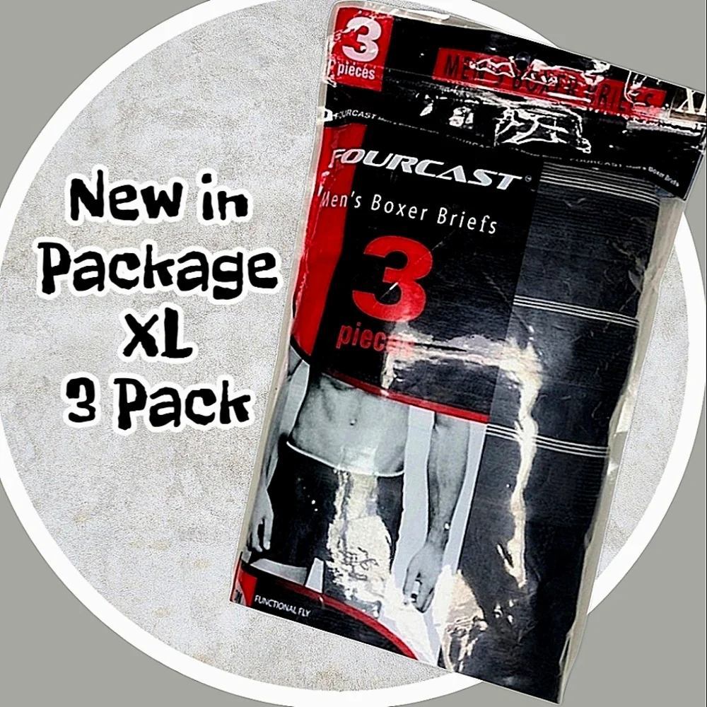 NEW XL Briefs, BLACK Mens Boxer Briefs 3 Pack